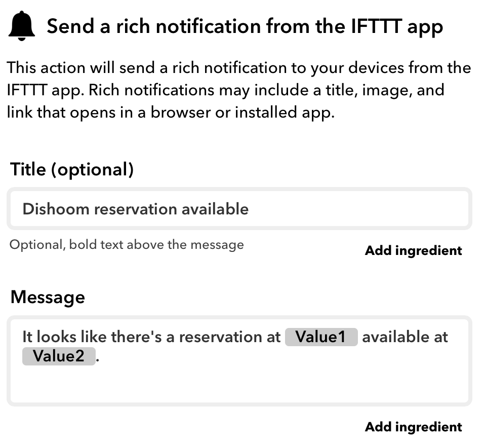 IFTTT Configuration